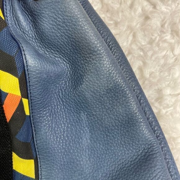Schuyler & Sons Philadelphia leather Bleu & multi color backpack/Sling b… - Picture 15 of 16